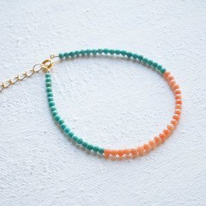 Genuine Pink Angel Skin Momo Coral and Turquoise Bracelet